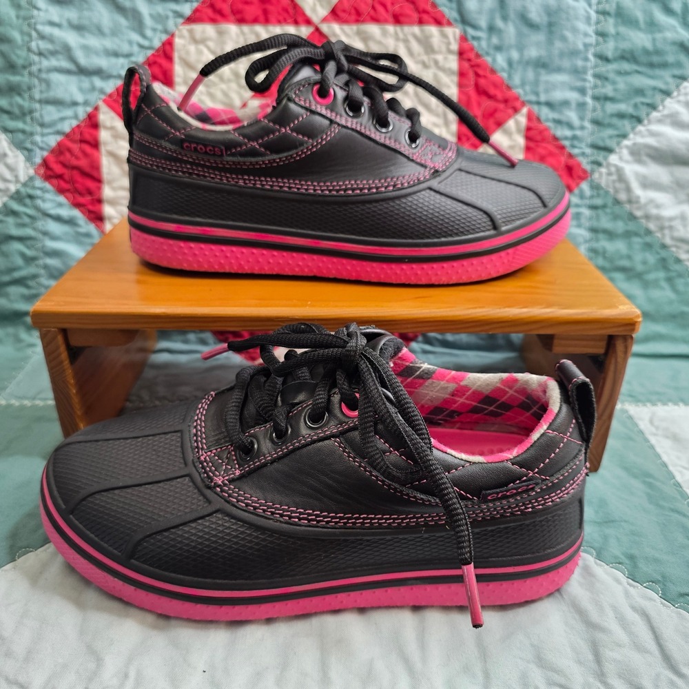 Crocs Golf Bradyn Black Pink Plaid Spikeless Disk Golf Shoes 15068 Womens 6
